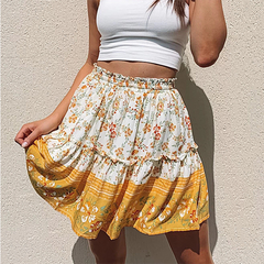 Spring/Summer Women Mini Skirts Bohemian Flora Print Ruffles Skirt High Waist Ladies Harajuku Skirts Womens 2022 Saia 8 Colors