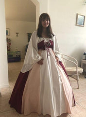 Chemise Corset Dress Renaissance Costume Fairy Elf Costume Halloween Women Medieval Gown Robe Puff Sleeves Elven For Adult 3XL