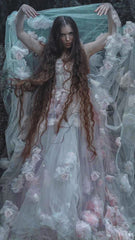 Light Pink Prom Dress Sweetheart Floral Dress Off-Shoulder Long Evning Dresses Applique Ruffles Photoshoot Dress With Train