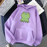 Frog Hoodie Vintage Harajuku Women's Winter Hoodies Kawaii Cute Casual Streetwear Aesthetic Oversize Top Woman Loose Sweatshirts