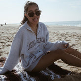 Lizakosht Laguna Beach Sweatshirts Gray Letter Embroidery Sweatshirt New Women Oversized Vintage Collar Pullovers Women Sweatshirts