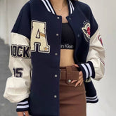 American retro letter embroidery flocking Y2K street hip-hop baseball uniform jacket female new college style couple outfit