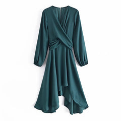 GypsyLady Vintage Chic Midi Dress Long Sleeve Autumn Chic Holiday Dress Women V-neck Bow Sexy Ruffle office Ladies Party Dresses