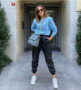 Spring autumn women's pullover long-sleeved shoulder pad plus fleece top fashion casual solid sweatshirt T-shirts for women