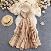 Women Summer Elegnat Dress 2021 New Vintage Splicing Color Square Collar Midi Beach Dresses Vestidos Ladies Boho Long Robe