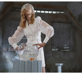 Lizakosht Designer Fashion Notched Collar White Women Casual Mini Short Dress Spring Summer Lantern Sleeve Lady Dresses Vestidos