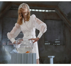 Lizakosht Designer Fashion Notched Collar White Women Casual Mini Short Dress Spring Summer Lantern Sleeve Lady Dresses Vestidos