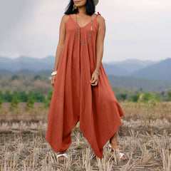 Lizakosht Women Sexy Off Shoulder V Neck Playsuit Solid Loose Spaghetti Strap Jumpsuits Spring Summer Wide Leg Pants Beach Overalls Romper