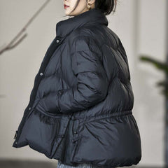 New White Lightweight Down Duck Winter Jacket Women Vintage Loose Warm Down Parka Women Cotton Jacket Padded Casual Slim Coat