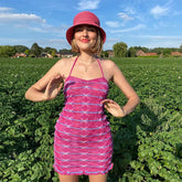 Knitted Bodycon Bandage Dress Women Halter Neck Backless Mini Dress Sleeveless Party Clubwear Sexy Summer Dresses 2022 Beach