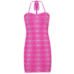 Knitted Bodycon Bandage Dress Women Halter Neck Backless Mini Dress Sleeveless Party Clubwear Sexy Summer Dresses 2022 Beach