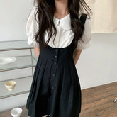 Summer Elegant Dresses Women Casual Short Sleeve Vintage Mini Dress Female Evening Party Dress Kawaii 2 Piece Set Design