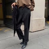 Autumn Winter New Fashion Solid Color Simplicity Loose Casual Women Casual Pants Korean Fashion Temperament High Waist