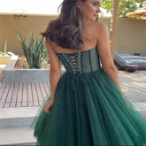 Tea Length Evening Dresses Elegant Lady Short Party Dress A-Line Evening Gown Sleeveless Sweetheart Neck Cocktail Dresses