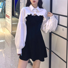 Lizakosht Elegant Party Dress Women Long Sleeve Sweet Empire High Street Mini Dress Gothic Y2k Dress Korean Autumn Female Outfits