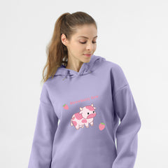 Cow Print Kawaii Hoodie Strawberry Casual Pullover Oversized Sweatshirt Aesthetic Clothes for Women Funny Hoodies Sudadera Mujer