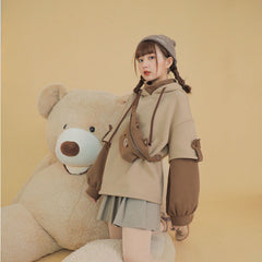 Lizakosht harajuku bear hooded sweatshirt women korean kawaii long sleeve oversized hoodies sweet warm winter pulovers
