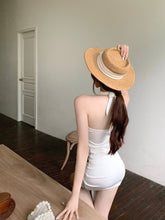 Lizakosht halter neck slim package hip short dress female summer 2022 new sling dress strapping ruched irregular bodycon dresses