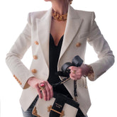 Lizakosht Women Blazer Double Breasted Blazer Coat Autumn Elegant Solid Slim Long Sleeve Female Suit Jacket Office Ladies Blazer Outwear