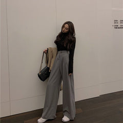 Lizakosht Wonder Spring Autumn Female Wide Leg Pant Women Long Pants Ladies High Quality Vintage Casual Straight Trousers