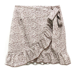 Women Skirt 2021 Summer New High Waist Lace Up Elastic Short Skirt Ruffled Irregular Leopard Print Zipper Skirt Casual Beachwear