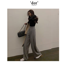 Lizakosht Wonder Spring Autumn Female Wide Leg Pant Women Long Pants Ladies High Quality Vintage Casual Straight Trousers
