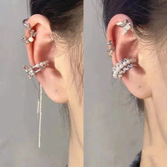 Lizakosht Fashion Design Korean Delicate Zircon Butterfly Clip Earrings Women Elegant Pearl No Piercing Cartilage Ear Jewelry