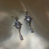 Lizakosht Korean Baroque Shiny Waterdrop Crystal Drop Earrings For Women Girls Fashion Silver Color Pendientes Party Jewelry