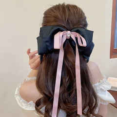 Lizakosht Korean Fashion Fabric Bowknot Rhinestone Heart Hair Clip Claw Headwear For Women Back of Head Spring Clip Jewelry