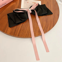 Lizakosht Korean Fashion Fabric Bowknot Rhinestone Heart Hair Clip Claw Headwear For Women Back of Head Spring Clip Jewelry