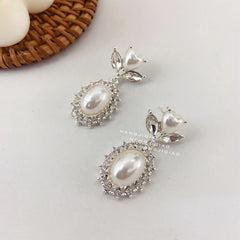 Lizakosht New Korean Elegant Love Heart Pearl Dangle Pendientes For Women Fashion Crystal Drop Boucle D'oreille Jewelry Gifts