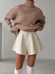 Lizakosht High Wait Wide-leg Shorts Women Bottom Casual Loose A- Line Short Pants Ladies Leisure Summer New Vintage Shorts