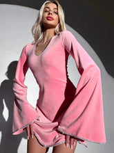 Lizakosht Hot Drilling V Neck Sexy Mini Dress For Women Fashion Long Sleeve Loose Dress Female Elegant Club Party Sexy Dress New