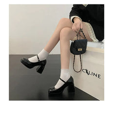 Lizakosht New Platform High Heels Party Square Toe Sandals Ladies Fshion Platform Shallow Mouth No-slip Retro Pumps Female