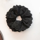 Lizakosht Oversized Lace French Hair Scrunchie For Women Elastic Ponytail Donut Ponytail Holder Headbands Elastic Hair Accessories