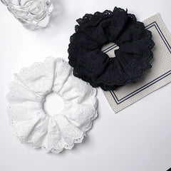 Lizakosht Oversized Lace French Hair Scrunchie For Women Elastic Ponytail Donut Ponytail Holder Headbands Elastic Hair Accessories