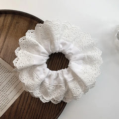 Lizakosht Oversized Lace French Hair Scrunchie For Women Elastic Ponytail Donut Ponytail Holder Headbands Elastic Hair Accessories