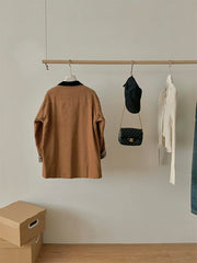 Lizakosht - Preppy Style Womens Retro Elegant Khaki Windbreaker Lapel Collar Korean Streetwear Coat Single Breasted Jackets Autumn Winter