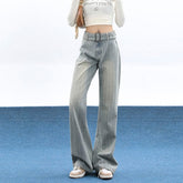 Lizakosht Women's Stripe Design Wide Leg Jeans New Chic Female Retro High Waist Jeans Loose Straight Denim Pants