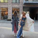 Lizakosht Long Ribbon Rose Handmade Flower Denim Skirts Mini Skirt Streetwear 2023 Spring Summer Fashion Designer High Waist Women Skirts