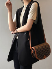 Blazers Vest Women 2022 Autumn Loose Work Wear Streetwear New Casual Office Lady Stylish Slim-Fit OL Sleeveless Coats