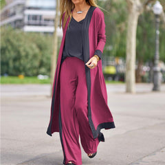Fashion Casual Cardigan Outwear 3 Piece Sets Outfits Spring Straight-Leg Pants Color Matching Small Sling Tops Homewear Clothing
