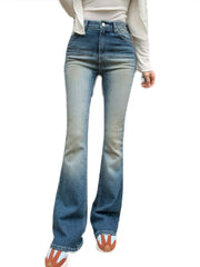 Retro all-match jeans 2022 spring and autumn new high-waisted slim micro-flare jeans Korean fashion women's clothing