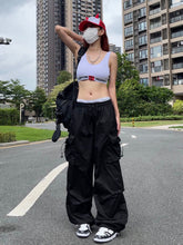 Lizakosht Y2K Harajuku Loose Pants Women Hippie Streetwear Oversize Pockets Cargo Trousers Hip Hop Techwear Wide Leg Jogger Pantalones 90s