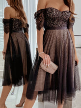 Elegant High Waist Hollow Out Party Long Dress Summer Solid Off Shoulder Lace Dress Women Fashion Slash Neck Mesh Dress Vestidos