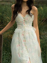 GypsyLady Floral Elegant Chic Summer Dress Boho White Women Midi Dress Sleeveless V-neck Ruffles Holiday Casual Ladies Dresses