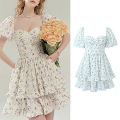 Lizakosht Women Puffy Skirt Spring And Autumn Bandeau Tighten Waist Decoration Puff Sleeves Pleated Skirt For Women Dress Women Clothes