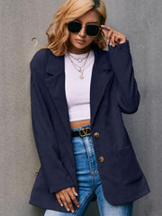 Lizakosht Casual Corduroy single-breasted Small Suit Commuter Trench Coat Female Fashion Casual Blazer Coat