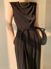 New Summer Women Casual Lace Up Jumpsuits Female Fashion Elegant Office Lady Long Rompers