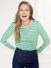 Striped Classic T-shirt Spring Autumn New Round Neck Long-sleeved Cotton Woman Tshirts Ladies Vintage Casual Tee Shirt Tops